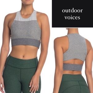 NWT Outdoor Voices Slashback Crop Top Tri-Tone in Dove, Ash, & Graphite • XS